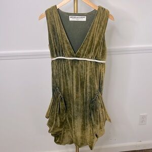 Anzevino and Florence green velvet bleached oversized pocket dress small
